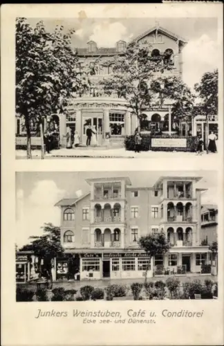 Ak Ostseebad Ahlbeck auf Usedom, Junkers Weinstuben, Café und Konditorei