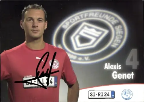 Autogrammkarte Fußballer Alexis Genet, Sportfreunde Siegen, Autogramm