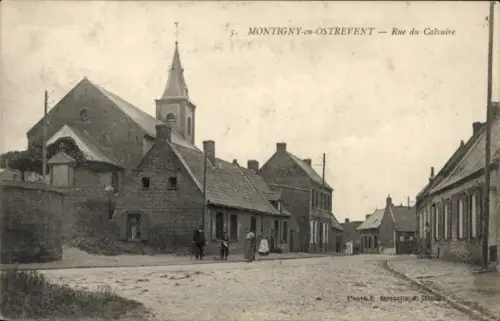 Ak Montigny en Ostrevent Nord, Rue du Calvaire