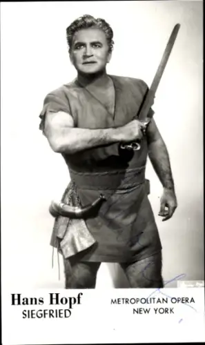 Foto Opernsänger Hans Hopf, Portrait als Siegfried, Autogramm