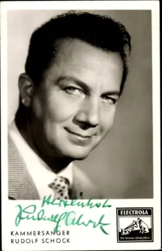 Autogrammkarte Kammersänger Rudolf Schock, Portrait, Autogramm