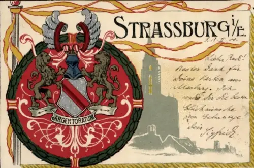 Wappen Litho Strasbourg Straßburg Elsass Bas Rhin, Argentoratium
