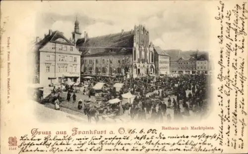 Ak Frankfurt an der Oder, Rathaus mit Marktplatz