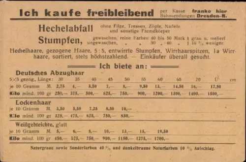 Ak Werbung, Walter Fleischer, Kauf von freibleibenden Hechelabfall und Stumpfen