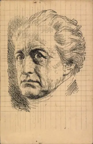 Künstler Ak Bauer, Karl, Dichter Johann Wolfgang von Goethe, Malvorlage, Portrait