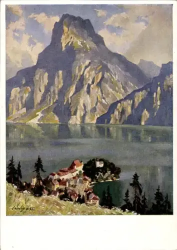 Ak Traunkirchen am Traunsee Oberösterreich, Berglandschaft, Traunsee,  Wasser, Berge