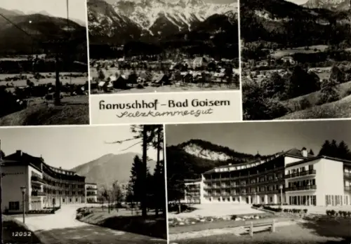 Ak Bad Goisern am Hallstättersee Oberösterreich,  mit Hotelansicht, Berge, Landschaft, Text in de