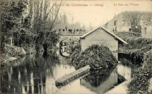 Ak Orsay Essonne, Vallée de Chevreuse,  Fluss, Brücke, Gebäude