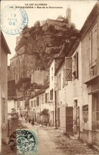 Ak Roc Amadour Rocamadour Lot,  Rue de la Couronnerie,  Gebäude, Poststempel