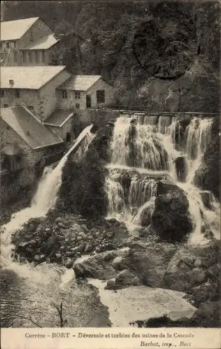 Ak Bort Les Orgues Corrèze Frankreich, Wasserfall, Turbine, Fabrikgebäude,  Corrèze