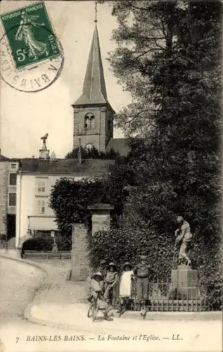 Ak Bains les Bains Vosges, Fontaine, Eglise