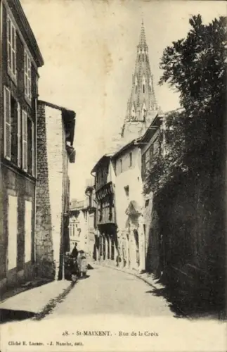 Ak Saint Maixent Deux Sevres, Rue de la Croix