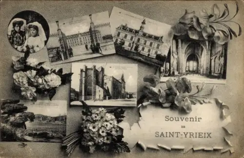 Ak Saint Yrieix Haute Vienne, Caserne, Hotel de Ville, Eglise, Moulin