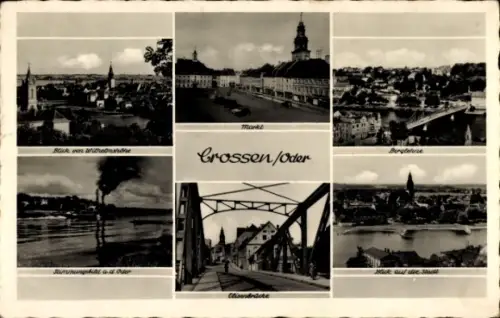 Ak Krosno Odrzańskie Crossen Oder Ostbrandenburg, Burglehne, Markt, Elisenbrücke