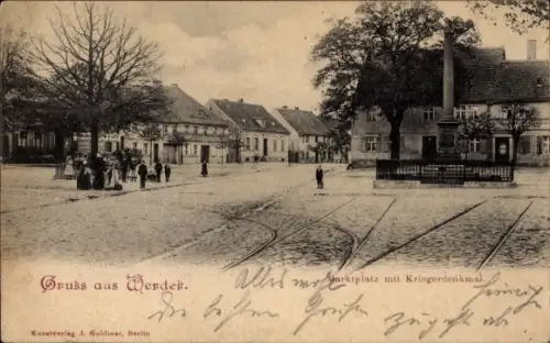 Ak Werder an der Havel, Marktplatz mit Kriegerdenkmal