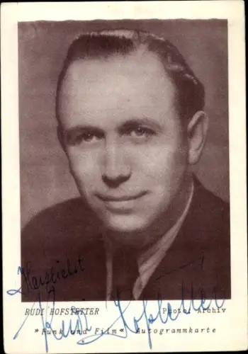 Autogrammkarte Sänger Rudi Hofstetter, Portrait, Autogramm