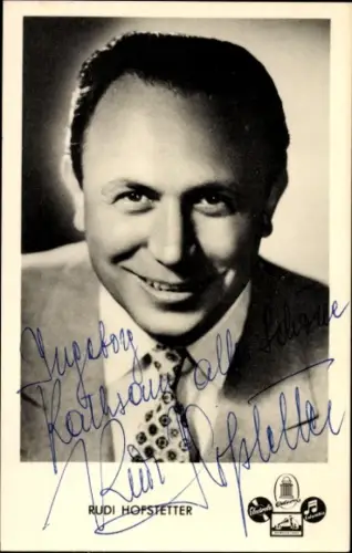 Autogrammkarte Sänger Rudi Hofstetter, Portrait, Autogramm