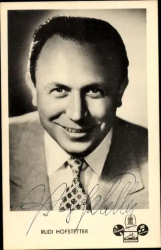 Autogrammkarte Sänger Rudi Hofstetter, Portrait, Autogramm