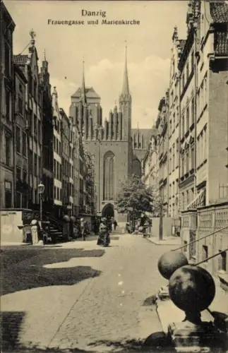 Ak Gdańsk Danzig, Frauengasse, Marienkirche