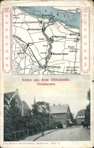 Landkarten Ak Steinkirchen Altes Land Niedersachsen, Straße, Häuser