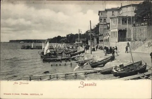 Ak Sassnitz auf Rügen, Strand, Boote