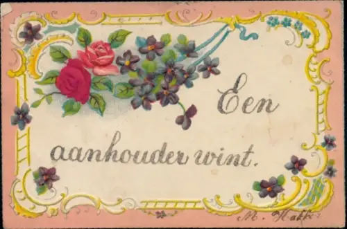 Präge Material Ak Blumen, Rosen, Veilchen