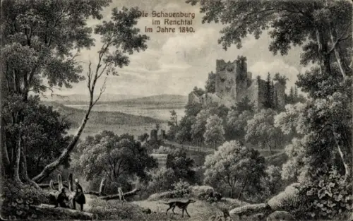 Ak Schaumberg Hartkirchen Oberösterreich, Burgruine Schauenburg im Jahre 1840
