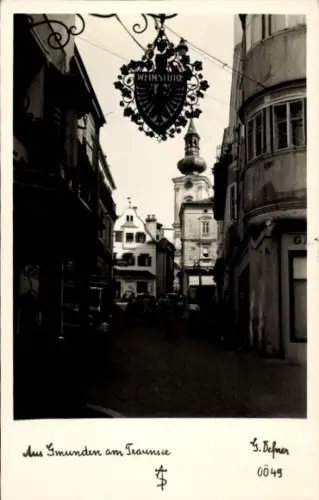 Ak Gmunden am Traunsee Salzkammergut Oberösterreich, Schwarze und weiße Fotografie,  Wirtshaus-Sc