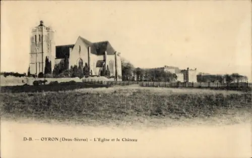 Ak Oyron Deux Sèvres, OYRON, Kirche, Schloss, Landschaft