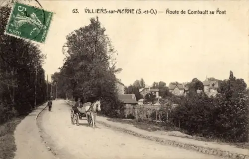 Ak Villiers sur Marne Val de Marne, Route de Combault au Pont