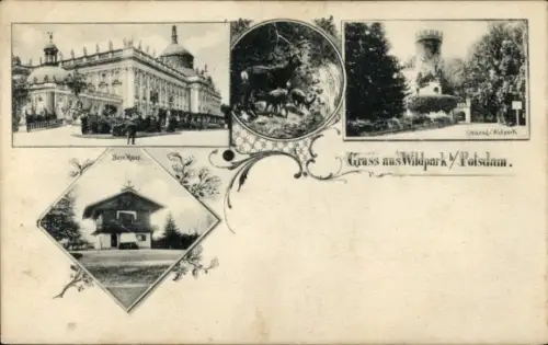 Ak Potsdam Wildpark, Bayr. Häuschen, Haupteingang, Neues Palais