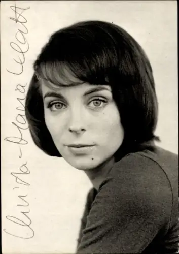 Autogrammkarte Moderatorin Christa Maria Klatt, Portrait, Autogramm