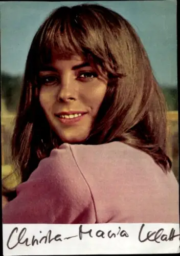 Autogrammkarte Moderatorin Christa Maria Klatt, Portrait, Autogramm