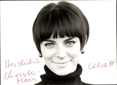 Autogrammkarte Foto Moderatorin Christa Maria Klatt, Portrait, Autogramm