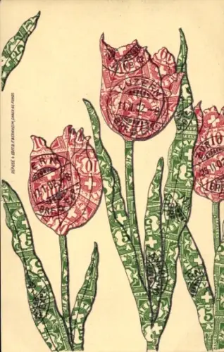 Briefmarken Ak Tulpen aus Schweizer Briefmarken