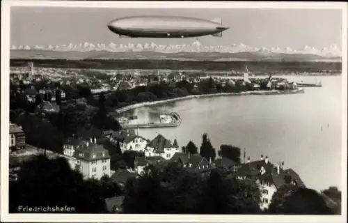 Ak Friedrichshafen am Bodensee, Gesamtansicht, Zeppelin, Luftschiff