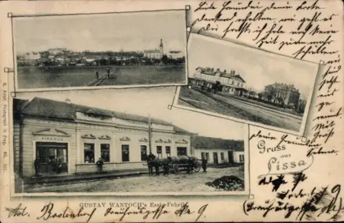 Ak Lysá nad Labem Lissa an der Elbe Mittelböhmen, Essig-Fabrik Gustav Wantoch, Panorama