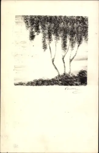 Handgemalt Ak Bäume, Birken