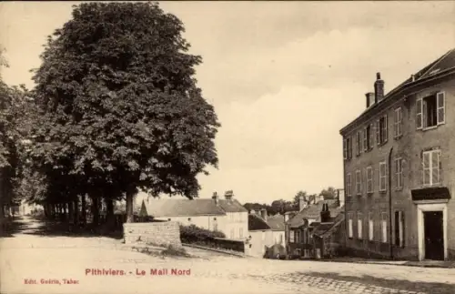 Ak Pithiviers Loiret,  Le Mall Nord, Bäume, Häuser, Straße