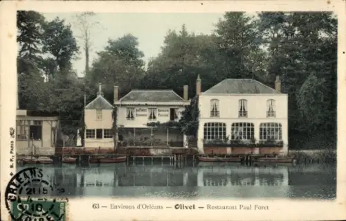 Ak Olivet Loiret, Restaurant Paul Foret,  Umgebung von Orléans, Wasseransicht