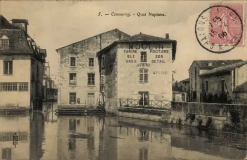 Ak Commercy Lothringen Meuse,  mit Flussansicht, Mühle, Werbung für Mehlprodukte