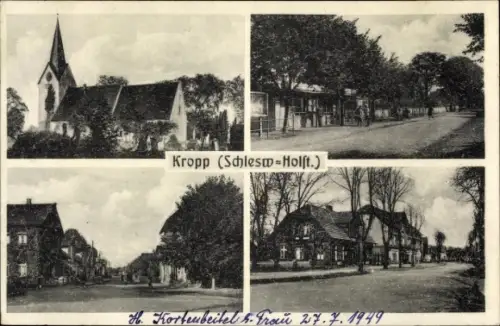 Ak Kropp in Schleswig Holstein, Kirche, Ortsansichten