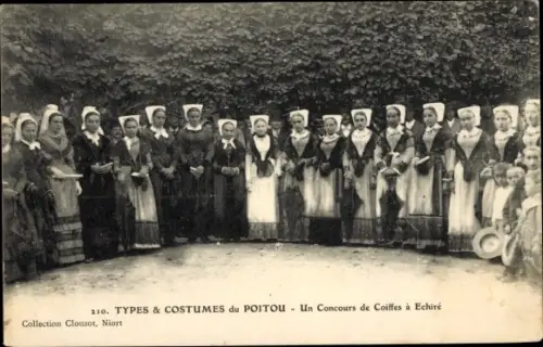 Ak Échiré Deux Sèvres, Concours de Coiffes