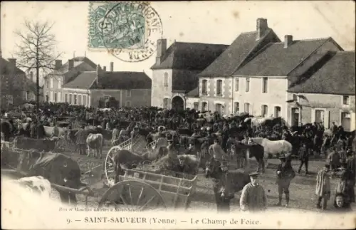 Ak Saint Sauveur Yonne, Le Champ de Foire
