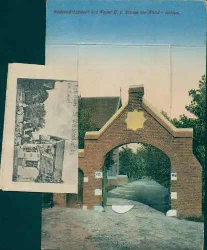 Leporello Ak Heiloo Nordholland, Vrouw ter Nood, Kaffehuis St Willibrordus, Verschillende visies