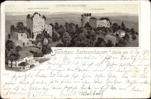 Litho Ottrott Elsass Bas Rhin, Forsthaus Rathsamhausen, Schloss Lützelburg