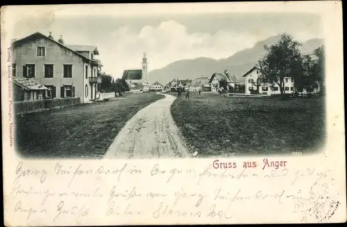 Ak Anger in Oberbayern, Blick auf den Ort, Kirche