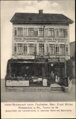 Ak Rüdesheim am Rhein, Hotel Restaurant