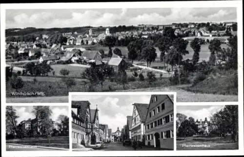 Ak Windsbach Mittelfranken, Gesamtansicht, Pfarrwaisenhaus, Straßenpartie