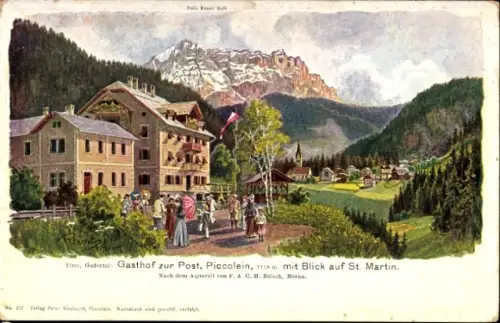 Künstler Ak Reisch, Piccolino Pikolein Südtirol, Gasthof zur Post, St. Martin